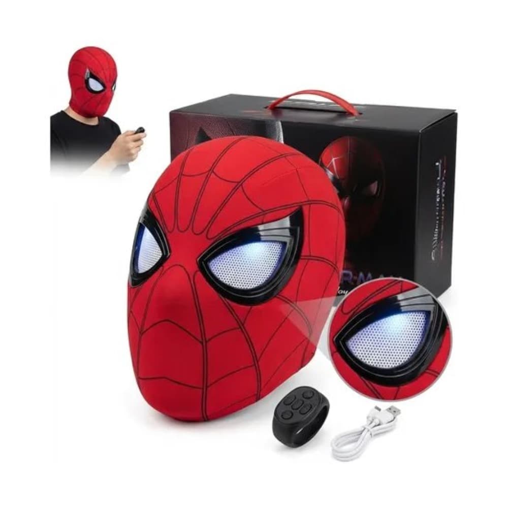 Máscara Tom Holland Roja Standard + Control Remoto + Anillo - Spider-Man Chile